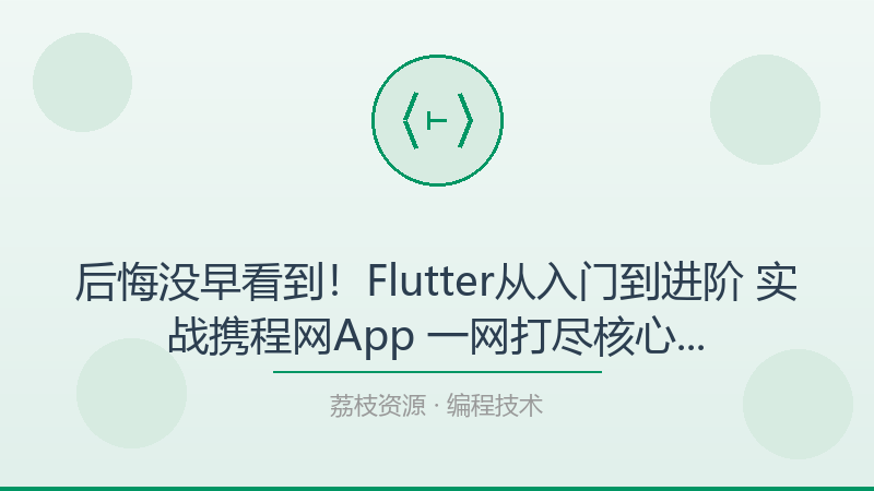 后悔没早看到！Flutter从入门到进阶 实战携程网App 一网打尽核心技术 – 带源码课件，每个编程技术人都该收藏-荔枝资源 - 精品软件下载站
