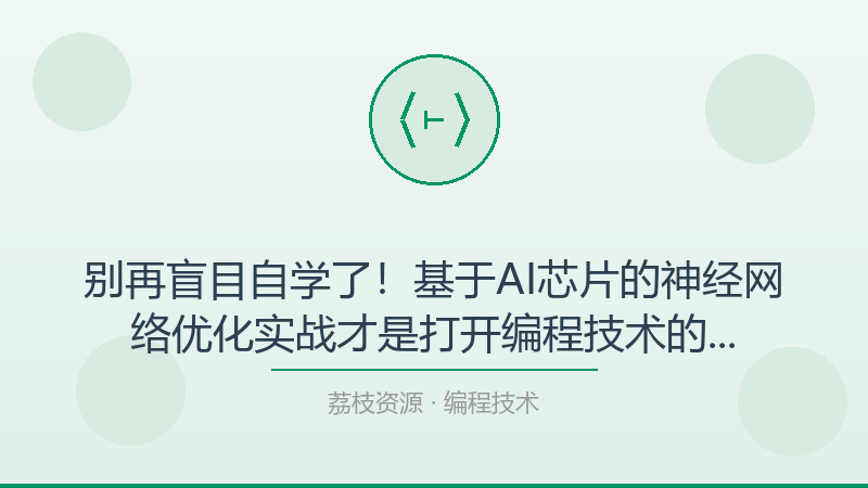 别再盲目自学了！基于AI芯片的神经网络优化实战才是打开编程技术的正确方式-荔枝资源 - 精品软件下载站